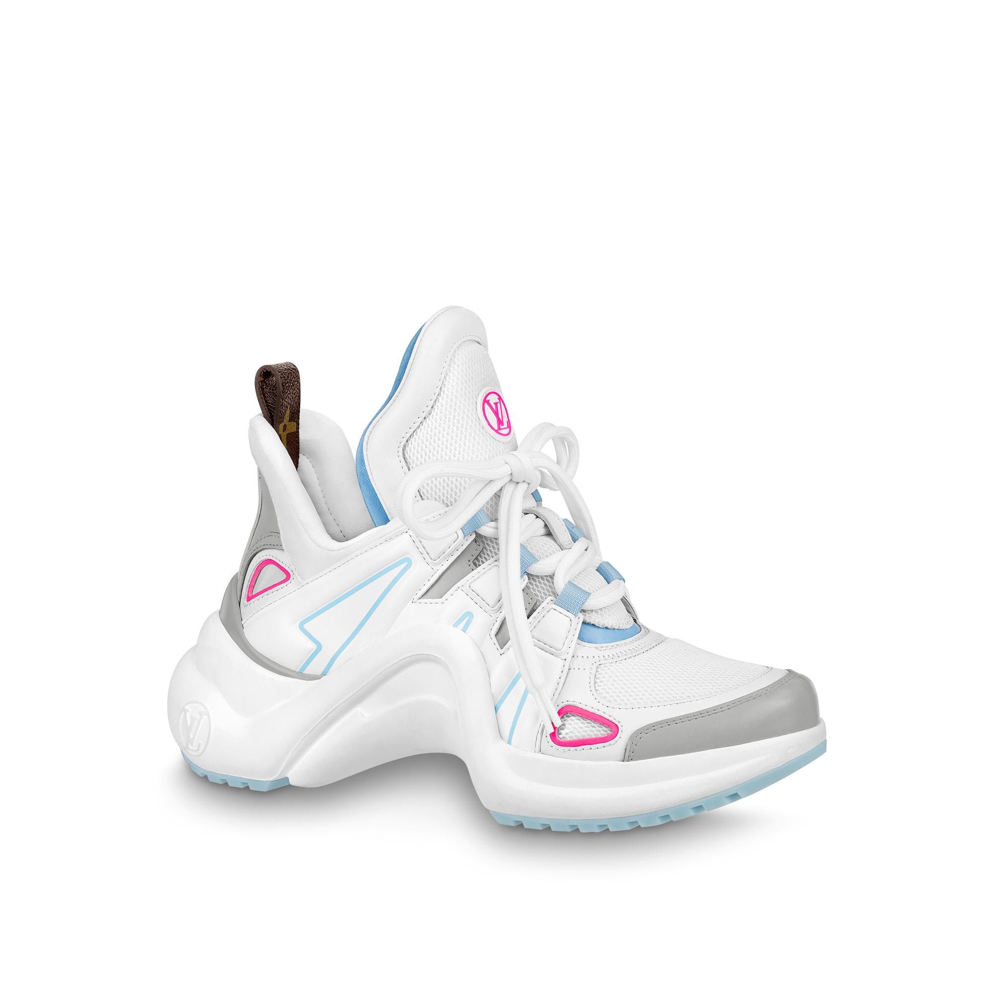 Qismat Women Color blocked with LV Design Shoes Sneakers in White,Pink,  vlack, Blue Colors