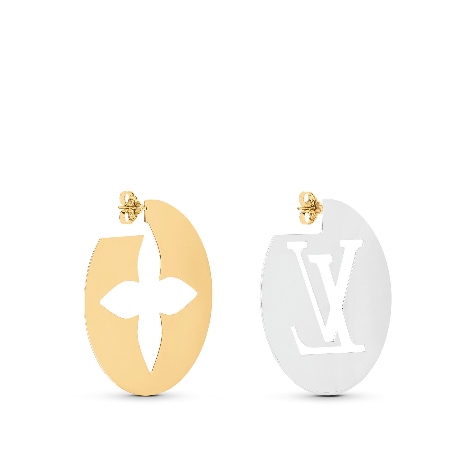 Louis Vuitton M00958 Macro LV Earrings, Gold, One Size