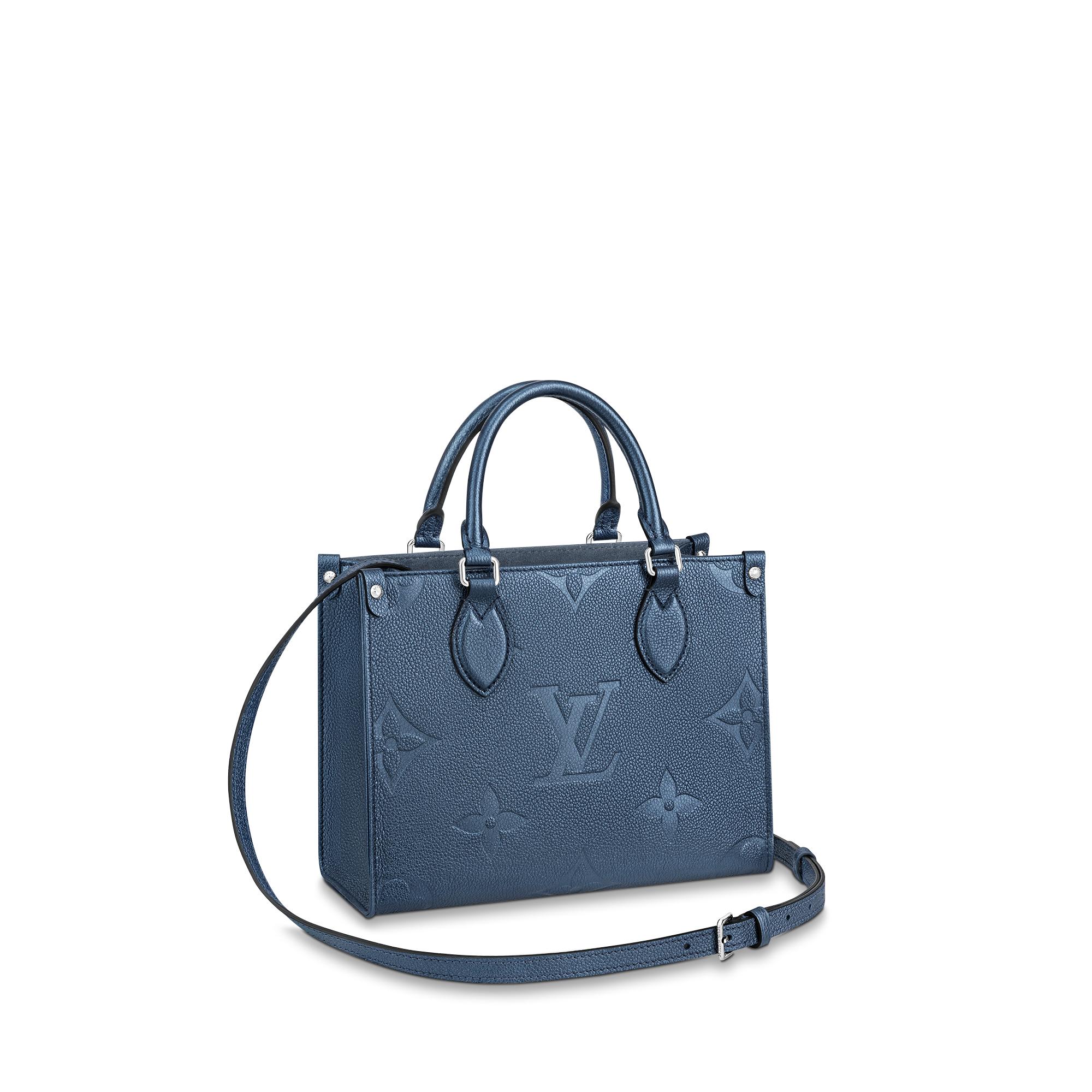 Louis Vuitton OnTheGo PM Monogram Empreinte Leather in Blue – WOMEN – Handbags M58956
