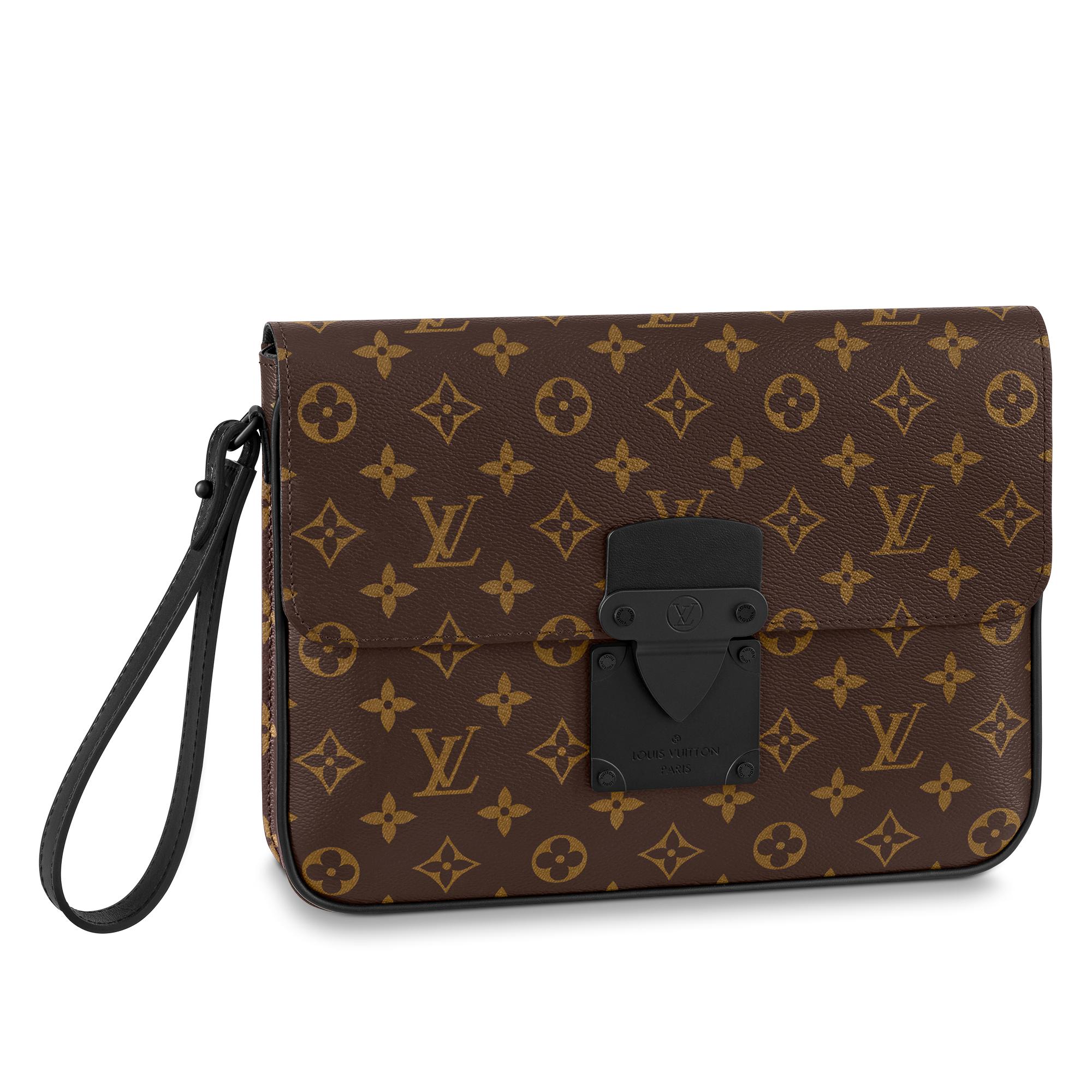 Louis Vuitton S Lock A4 Pouch Monogram Macassar Canvas in Brown – MEN – Small Leather Goods M80560
