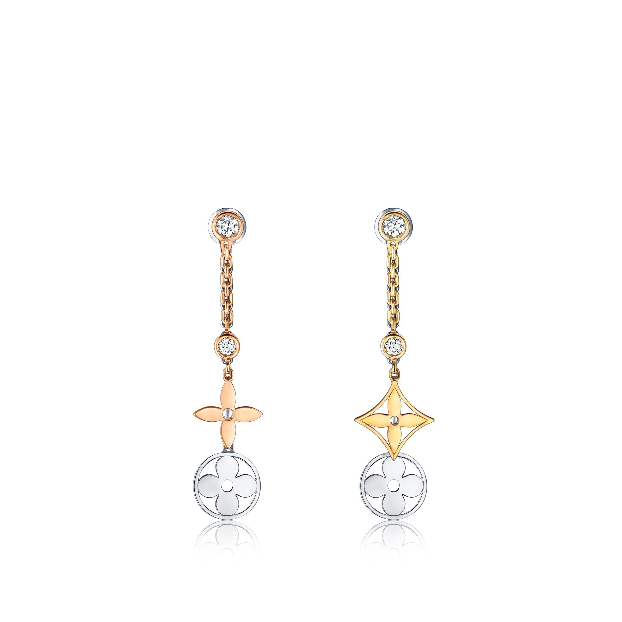 Louis Vuitton Blossom long earrings, 3 golds and diamonds – WOMEN – Jewelry Q96413