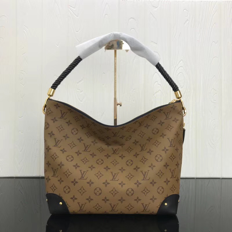 Louis Vuitton Triangle Softy Bag Reverse Monogram Canvas Brown 